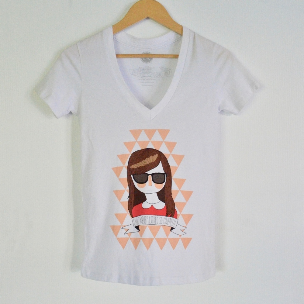 Nan Lawson illustrated tee t-shirt sz M chic power
